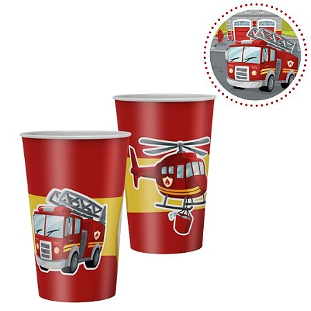 8 COPO PAPEL FESTA BOMBEIRO 180ML REGINA