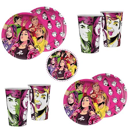 KIT FESTA EMILLY VICK 8 PRATOS + 8 COPOS DESCARTÁVEL 180 ML PAPEL - REGINA
