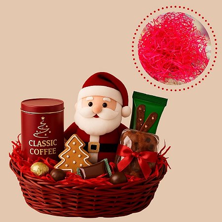 PALHA DE MADEIRA DECORATIVA NATAL VERMELHA 200G
