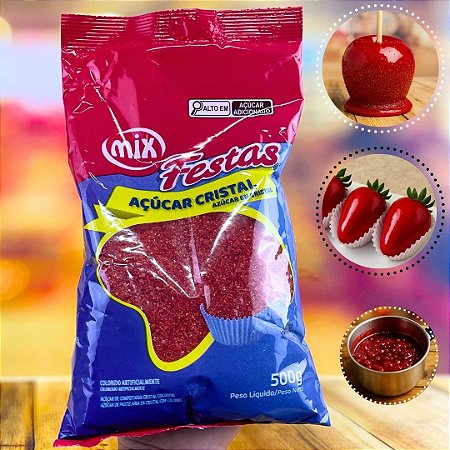 AÇÚCAR CRISTAL VERMELHO PARA MORANGO DO AMOR 500g