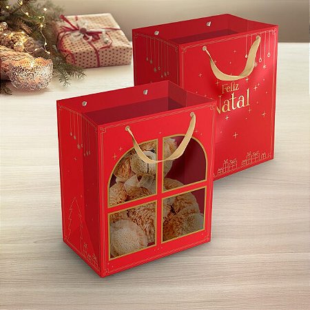 10 SACOLA NATAL C/ VISOR 22X14X26 5697 HOT STAMPING (NATAL 2025 IDEIA)