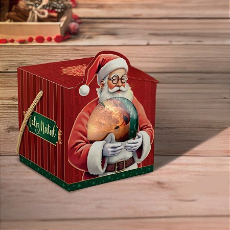 10 CAIXA P/ MINI PANETONE C/ VISOR E ALCA 10X10X10 - NOEL 5704 (NATAL 2025 IDEIA)