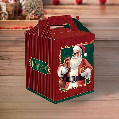 10 CAIXA MINI PANETONE MALETA C/ ALCA 10X10X10 - NOEL 5736 (NATAL 2025 IDEIA)