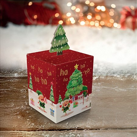 10 CAIXA MINI PANETONE 10X10X12 POP UP - CONTO DE NATAL 5624 (NATAL 2025 IDEIA)