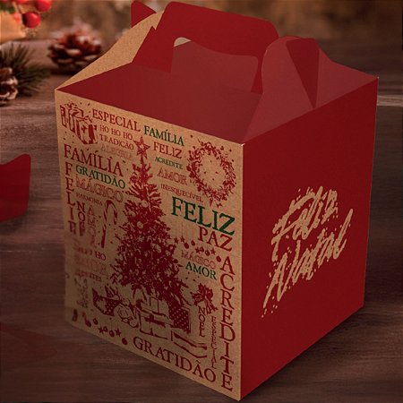 10 CAIXA PANETONE MALETA C/ ALCA 15X15X18 - NATAL ESSENCIA 5640 (NATAL 2025 IDEIA)