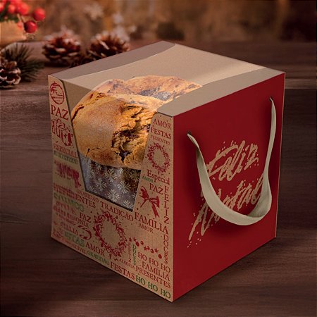 10 CAIXA PANETONE C/ VISOR E ALCA 15X15X17- NATAL ESSENCIA 5641 (NATAL 2025 IDEIA)