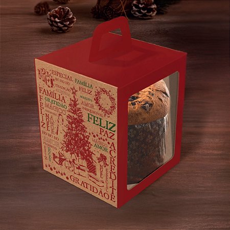 10 CAIXA MINI PANETONE C/ VISOR E ALCA 10X10X12 - NATAL ESSENCIA 5643 (NATAL 2025 IDEIA)