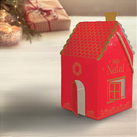 10 CAIXA PANETONE CASA  14X14X24 - NATAL LUZ 5674 (NATAL 2025 IDEIA)