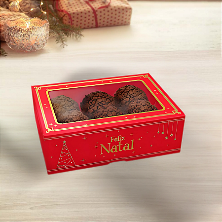 10 CAIXA P/ 06 DOCES C/ VISOR - NATAL LUZ 5683 (NATAL 2025 IDEIA)
