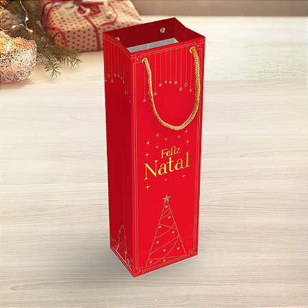 10 SACOLA P/ VINHO BEBIDA 11X08X36 5696 HOT STAMPING (NATAL 2025 IDEIA)