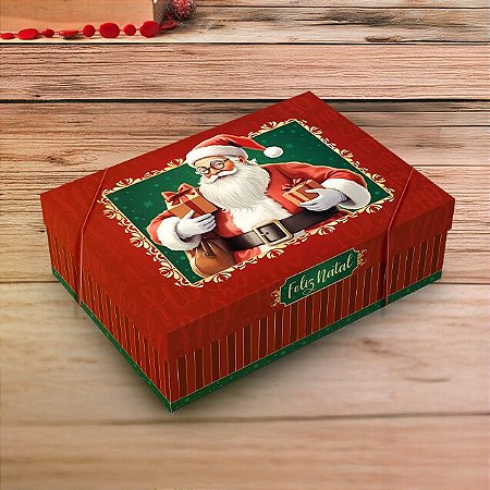10 CAIXA PRESENTE NATAL P C/ ELÁSTICO 24X18X8/3,5 - 5737 (NATAL 2025 IDEIA)