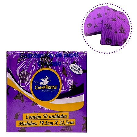 50 GUARDANAPOS HALLOWEEN ROXO FESTA 19,5 X 22,5 CAMPFESTA