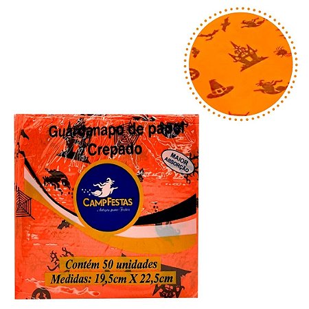 50 GUARDANAPOS HALLOWEEN LARANJA  FESTA 19,5 X 22,5 CAMPFESTA