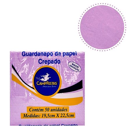 50 GUARDANAPOS LILÁS CANDY  FESTA 19,5 X 22,5 CAMPFESTA
