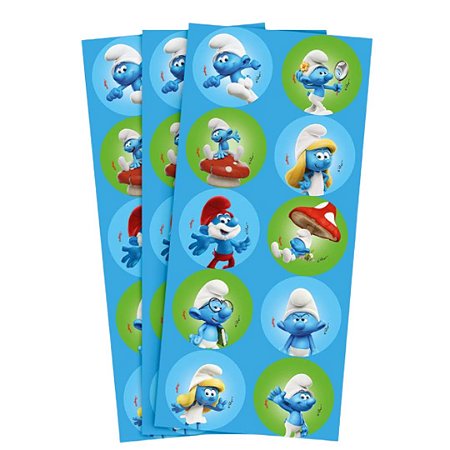30 ADESIVO REDONDO OS SMURFS REGINA