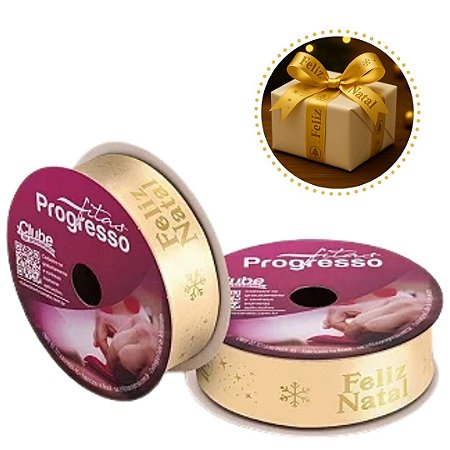 ROLO DE 10 METROS DE FITA CETIM 22 MM FELIZ NATAL COR 1080  - FITAS PROGRESSO
