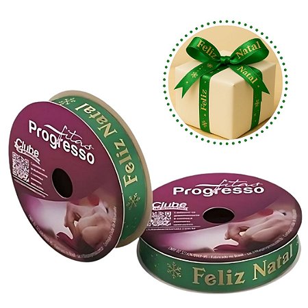 ROLO DE 10 METROS DE FITA CETIM 15 MM FELIZ NATAL COR 507  - FITAS PROGRESSO