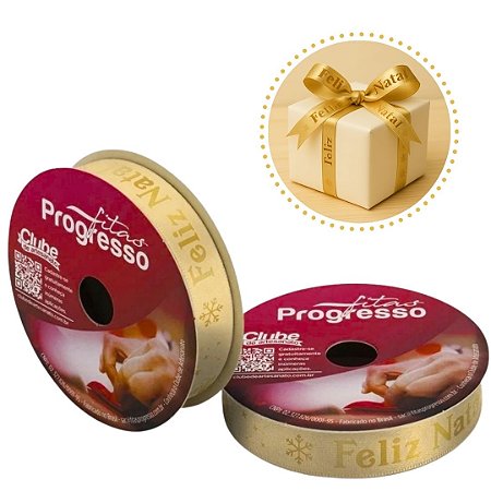 ROLO DE 10 METROS DE FITA CETIM 15 MM FELIZ NATAL COR 506 - FITAS PROGRESSO