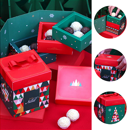 5 CAIXAS COM 3 GAVETAS NATAL 13X11,6X16 5259 ( JANGO NATAL 2025 )