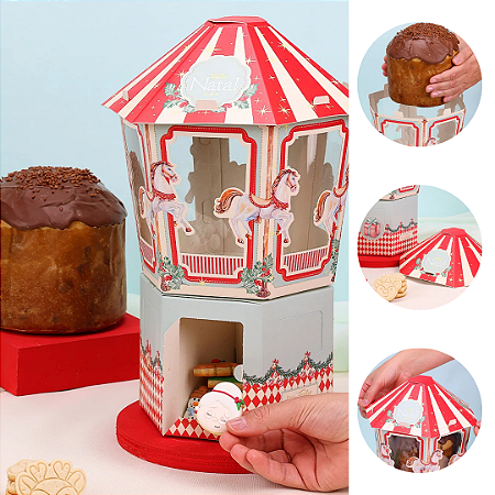 5 CAIXA P/ PANETONE E BISCOITOS CARROSSEL 5325 ( JANGO NATAL 2025 )