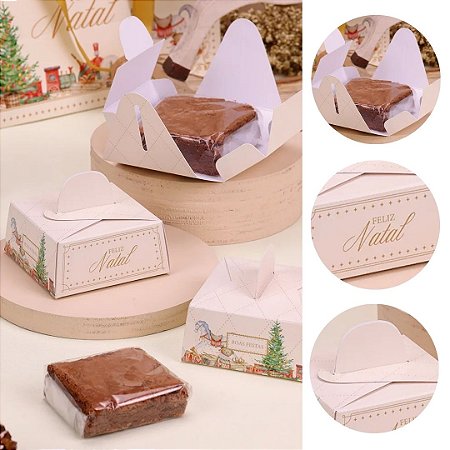 10 CAIXA P/ BROWNIE PÃO DE MEL NATAL 7X7CM CANDURA 5235 ( JANGO NATAL 2025 )