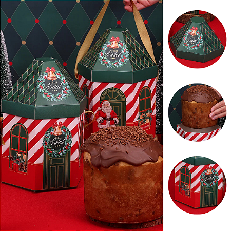 5 CASINHA NATAL GRANDE PARA PANETONE DOCE VINTAGE 5182 ( JANGO NATAL 2025 )