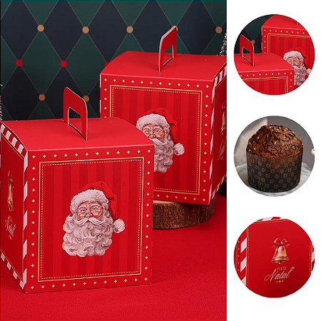 10 CAIXA PARA PANETONE FECHADA  400/500G VINTAGE 5299 ( JANGO NATAL 2025 )