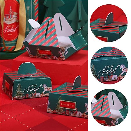 10 CAIXA P/ BROWNIE PÃO DE MEL NATAL 7X7CM TRADIÇÃO 5233 ( JANGO NATAL 2025 )