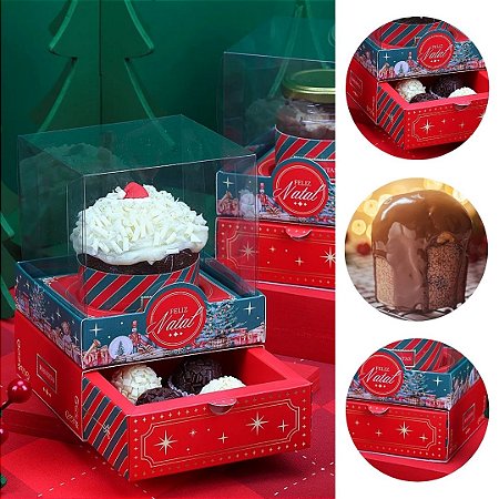 5 CAIXA P/ MINI PANETONE E GAVETA 4 DOCES NATAL TRADIÇÃO 5262 ( JANGO NATAL 2025 )
