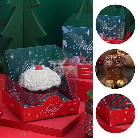 10 CAIXA PARA MINI PANETONE COM TAMPA DE ACETATO TRADIÇÃO 5106 ( JANGO NATAL 2025 )