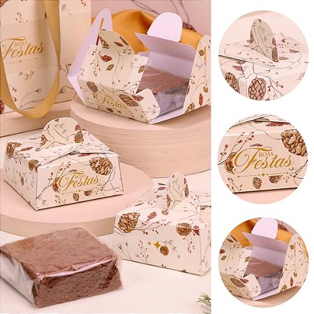 10 CAIXA P/ BROWNIE PÃO DE MEL NATAL 7X7CM CLÁSSICA 5234 ( JANGO NATAL 2025 )
