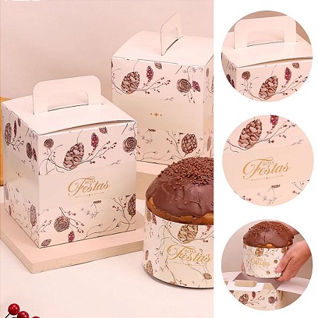 10 CAIXA PARA PANETONE FECHADA  400/500G CLÁSSICA 5297 ( JANGO NATAL 2025 )