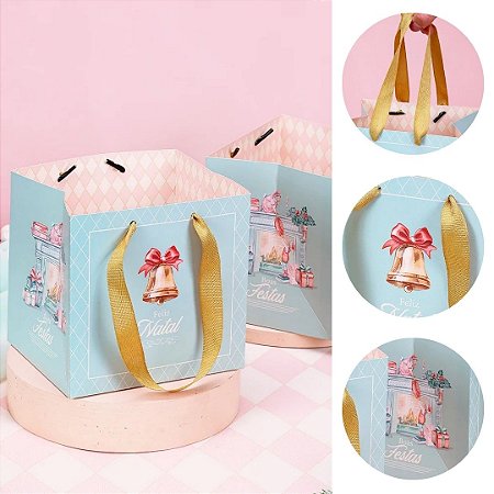 10 SACOLA PEQUENA NATAL 15,5X13,5X16 DOCE NATAL 5056 ( JANGO NATAL 2025 )