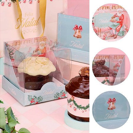 10 CAIXA PARA MINI PANETONE COM TAMPA DE ACETATO DOCE NATAL 5104 ( JANGO NATAL 2025 )