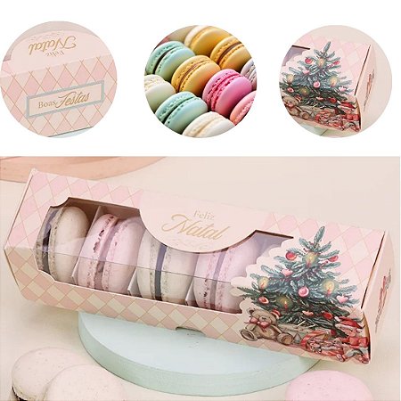 10 CAIXA COM BERÇO PARA MACARONS DOCE NATAL 5374 ( JANGO NATAL 2025 ) 5313