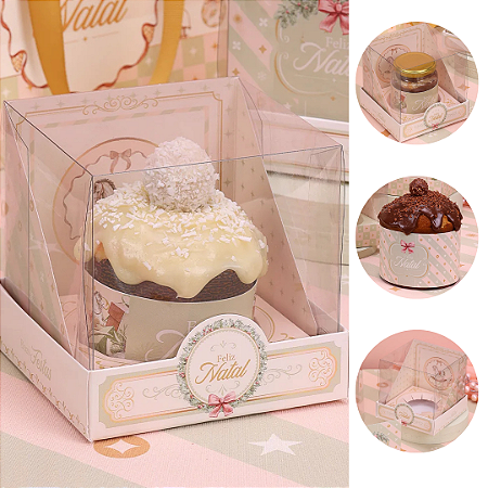 10 CAIXA PARA MINI PANETONE COM TAMPA DE ACETATO GRAÇA 5105 ( JANGO NATAL 2025 )