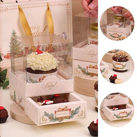 5 CAIXA P/ MINI PANETONE E GAVETA 4 DOCES NATAL CANDURA 5264 ( JANGO NATAL 2025 )