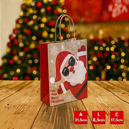 10 SACOLAS NATAL KRAFT NOEL 2023 17,5X8,5X21,5CM 6802 (LC) NATAL 2025