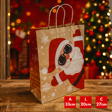 10 SACOLAS NATAL KRAFT NOEL 2023 27X20X33CM 6826 (LC) NATAL 2025