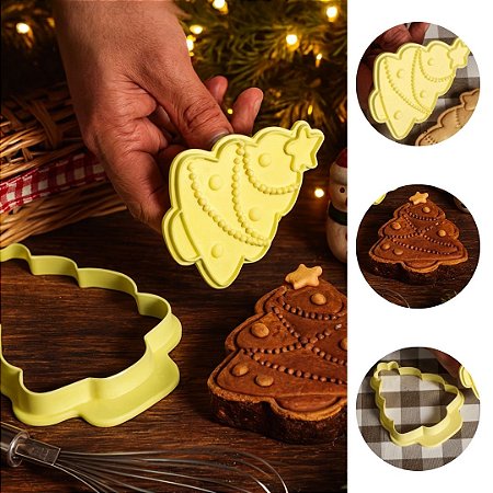 CORTADOR NATAL ÁRVORE DE NATAL COM CARIMBO -  (BLUE STAR)