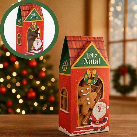 5 CAIXAS LEMBRANCINHA NATAL CASINHA COM VISOR 9,5x4,5x20 CM NT205 (JR NATAL OUTLET 2025)