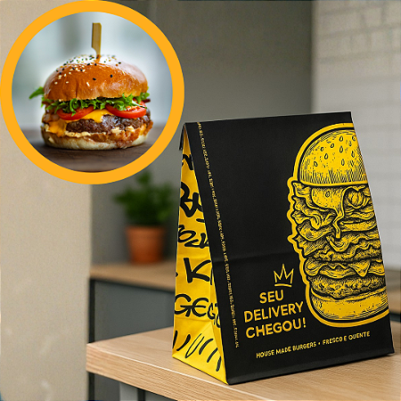 50 SACO DELIVERY SOS M BURGER BLACK 19X12X26CM (PLUMA)
