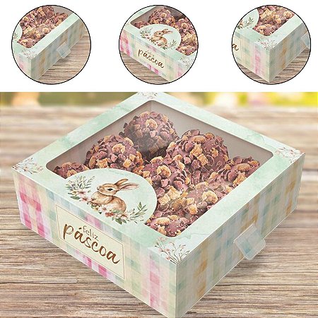 10 CAIXA P/ 9 DOCES PÁSCOA C/ VISOR GAVETA - PASCOA ENCANTOS 5843 ( IDEIA PÁSCOA 2026 )