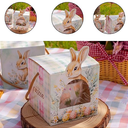 10 CAIXA LEMBRANCINHA PÁSCOA C/ ALÇA E VISOR 10X10X10 - PASCOA ENCANTOS 5936 ( IDEIA PÁSCOA 2026 )