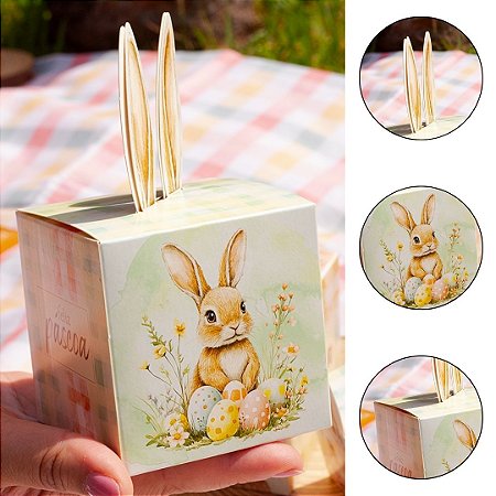 10 CAIXA LEMBRANCINHA PÁSCOA POP UP ORELHAS KIDS 8X8X8 - PASCOA ENCANTOS 5940 ( IDEIA PÁSCOA 2026 )