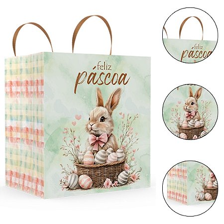 10 SACOLA PÁSCOA M 24X17X26 - PASCOA ENCANTOS 5852 ( IDEIA PÁSCOA 2026 )
