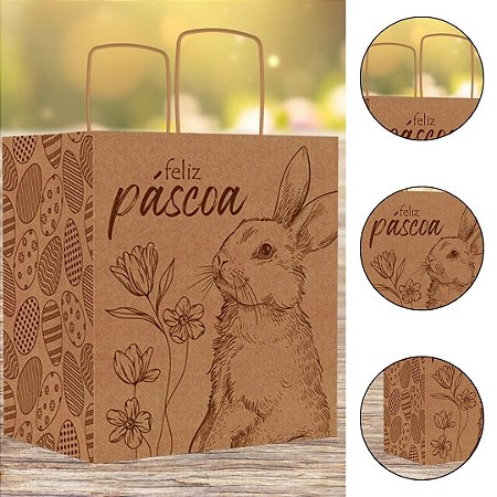 10 SACOLA PASCOA M 22X15X24 - PASCOA ENCANTOS 5908 ( IDEIA PÁSCOA 2026 )