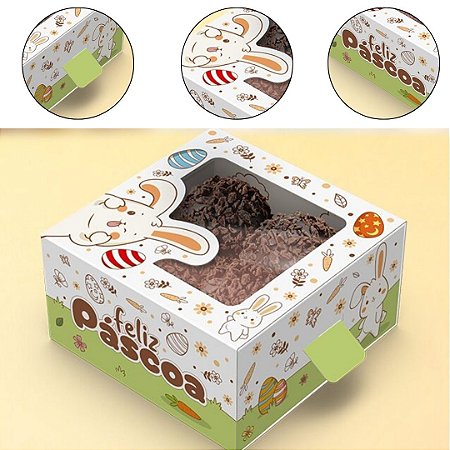 10 CAIXA 4 DOCES PÁSCOA C/ VISOR GAVETA - PASCOA COLORIR 5876 ( IDEIA PÁSCOA 2026 )
