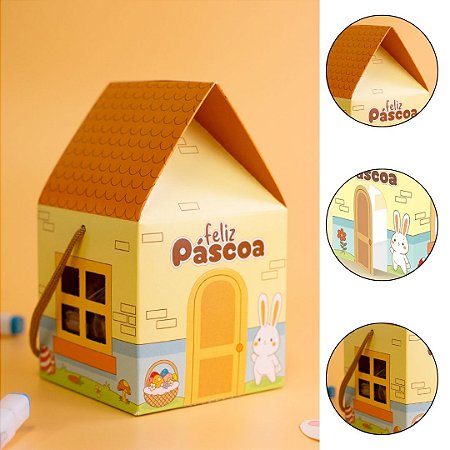 10 CAIXA LEMBRANCINHA PASCOA CASINHA C/ ALÇA - 5884 ( IDEIA PÁSCOA 2026 )