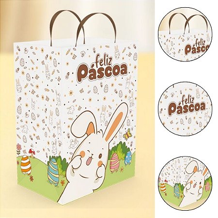 10 SACOLA PÁSCOA M 24X17X26 PASCOA COLORIR 5900 ( IDEIA PÁSCOA 2026 )